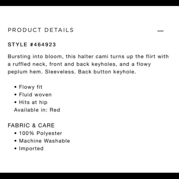 LOFT Red Marigold Peplum Halter Tank Top/Cami - Picture 10 of 10
